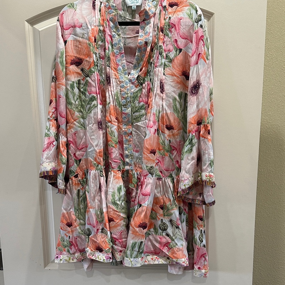 TAJ by Sabrina Crippa Floral Blouse - Pink and Orange